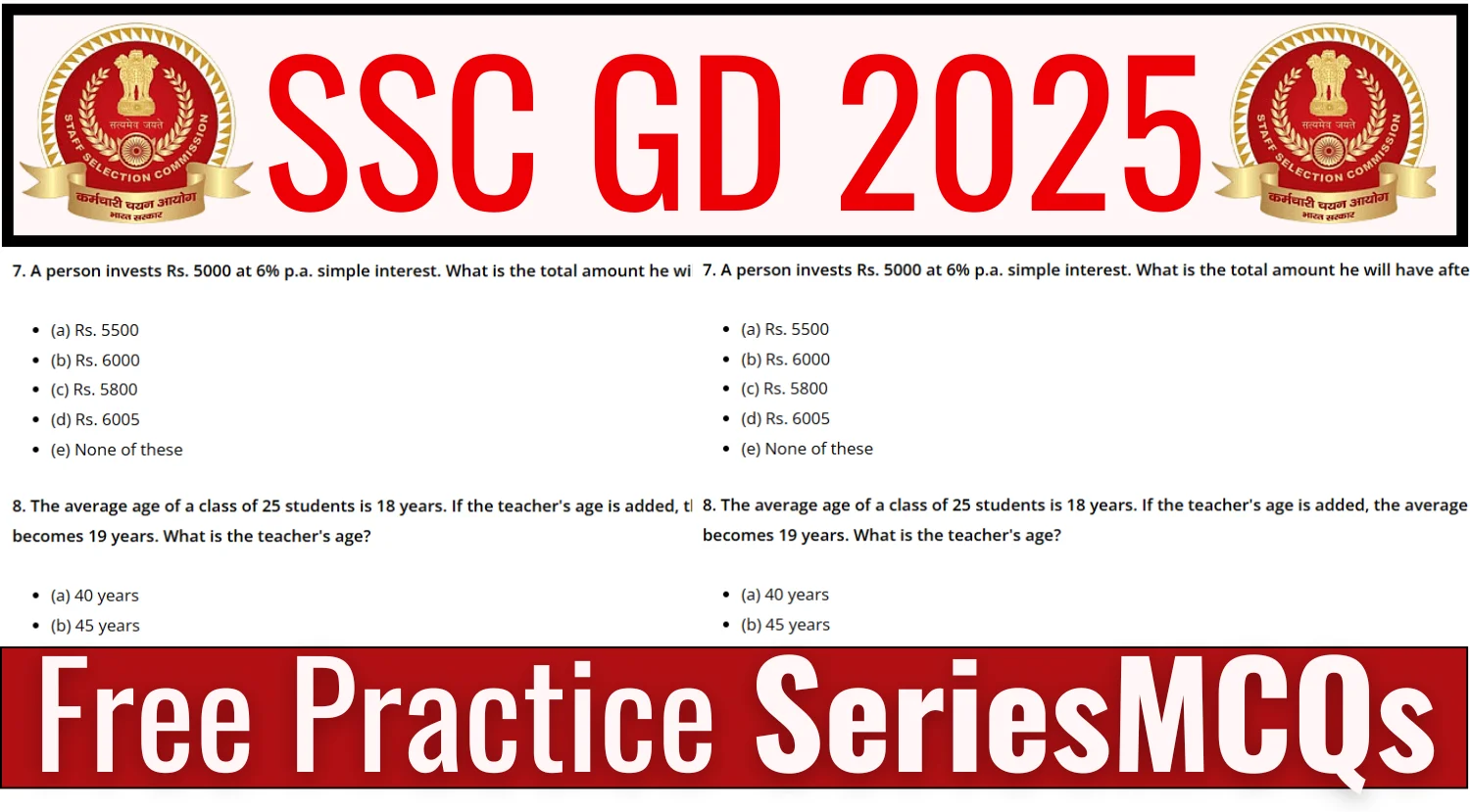 SSC GD Practice Set 2025